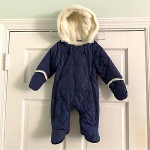 Urban Republic Baby Pram Snowsuit Quilted Sherpa Fur Lined with Mittens Size 6M